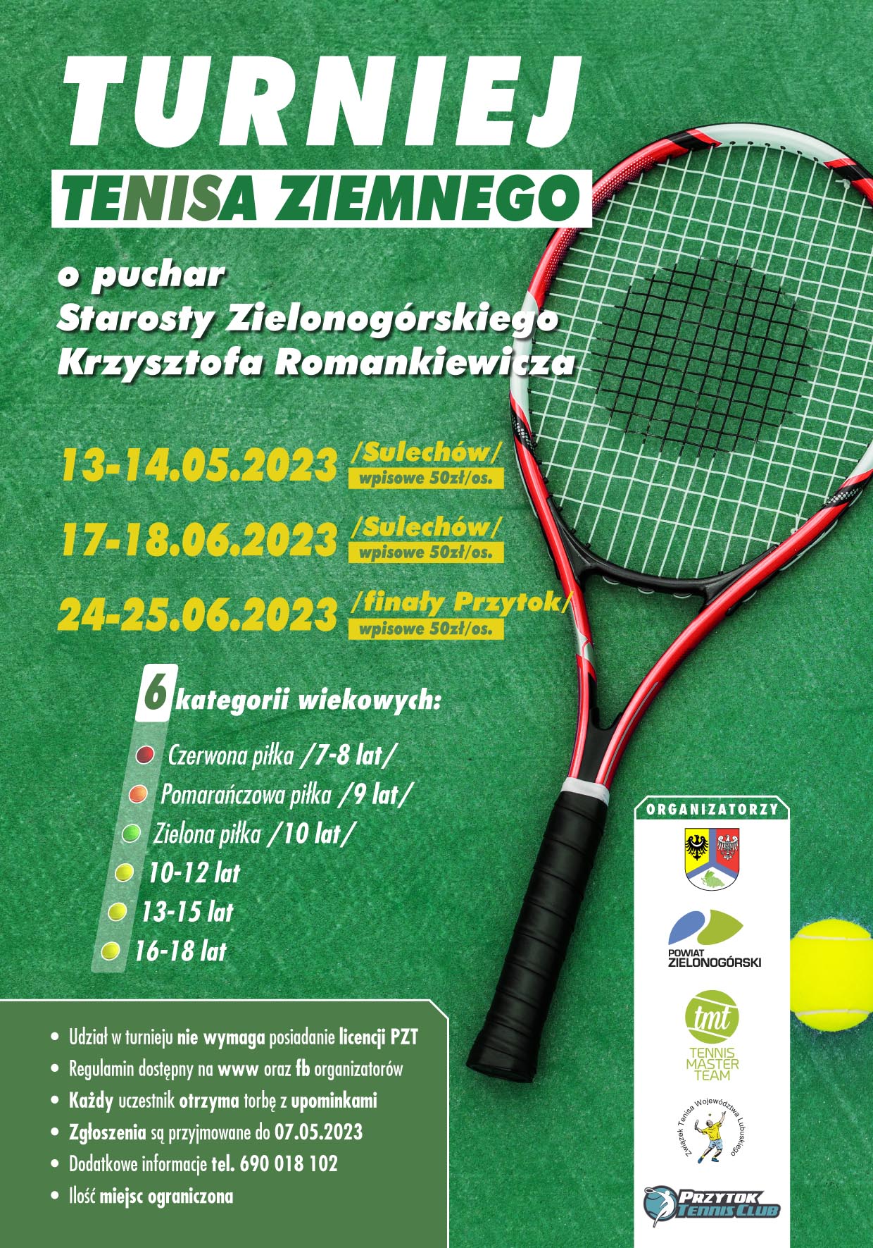 Ilustracja do informacji: Turniej Tenisa Ziemnego o Puchar Starosty Zielonogórskiego
