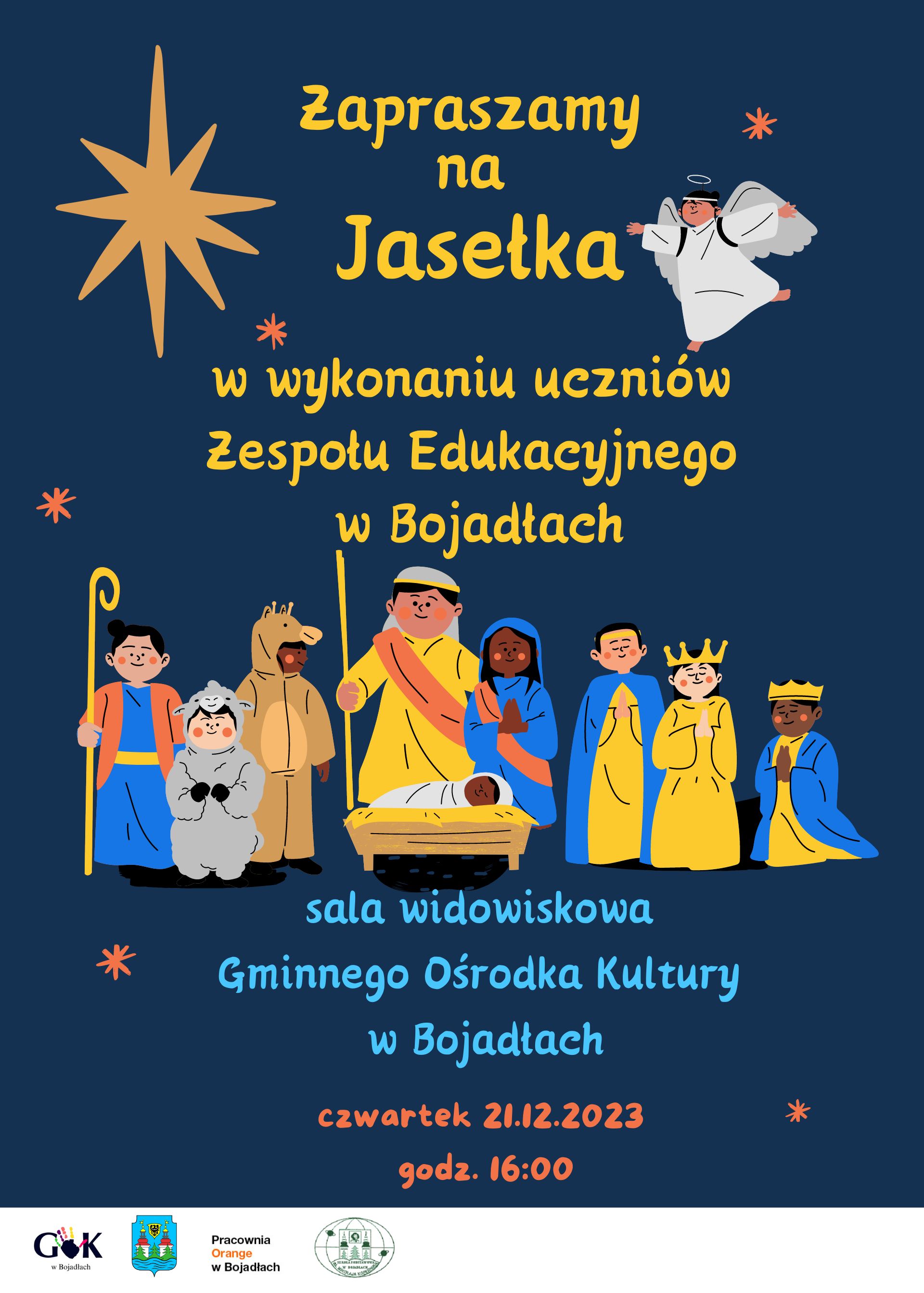 Ilustracja do informacji: Jasełkach w wykonaniu uczniów Zespołu Edukacyjnego w Bojadłach
